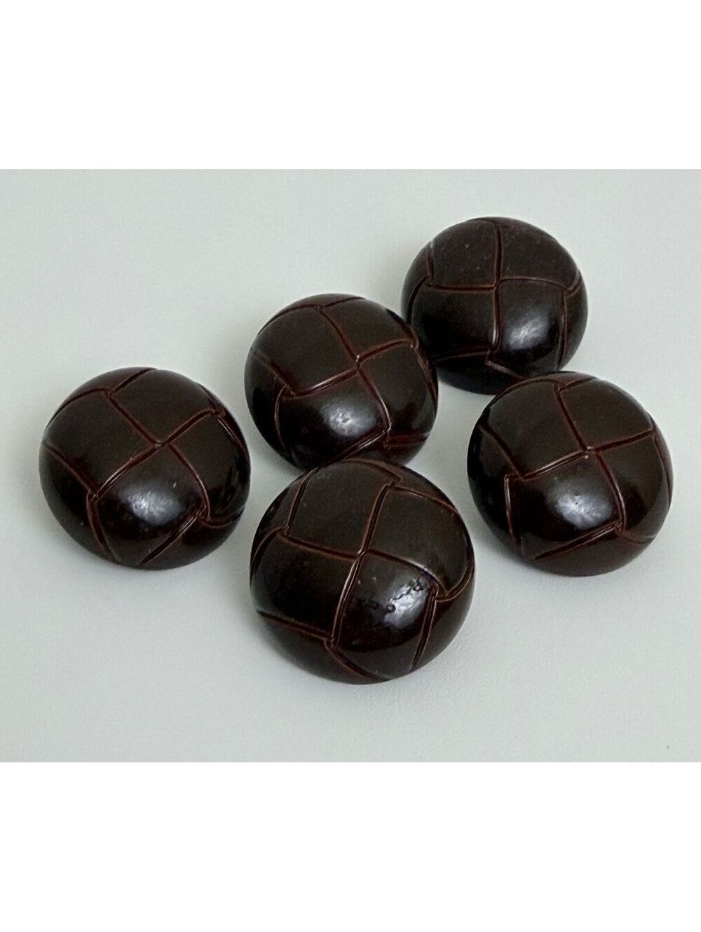 5 50L Dark Brown Domed Patchwork Shank Vintage Sewing Buttons 32mm